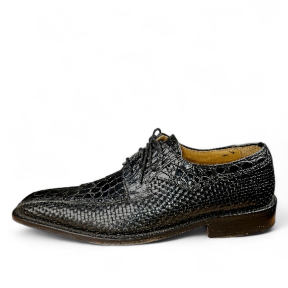 David Eden Alligator Dress Shoes Black Size 10 Oxfords Genuine Leather Exotic - Picture 3 of 16